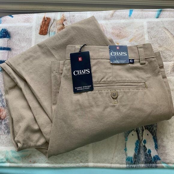 NWT Chaps Classic Straight Double Pleat Khakis - Picture 1 of 6